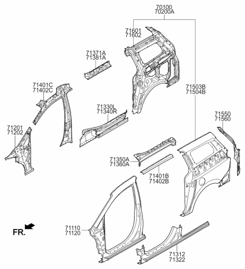 2015 Kia Sedona Rail Assembly-Roof Side Diagram for 71371A9000