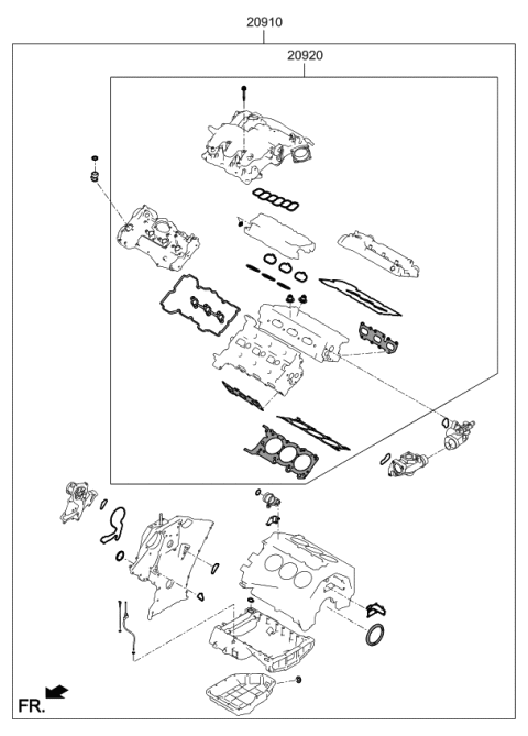 2017 Kia Sedona Engine Gasket Kit Diagram
