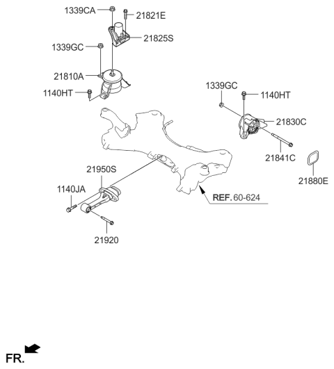 2015 Kia Sedona Bracket Assembly-Roll Rod Diagram for 21950A9000
