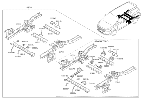 2015 Kia Sedona Member Assembly-Rear Floor Diagram for 65710A9000