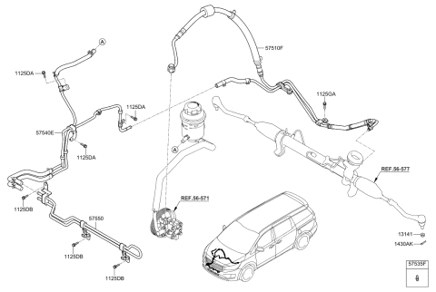2015 Kia Sedona Tube Assembly-Oil Cooler Diagram for 57550A9000