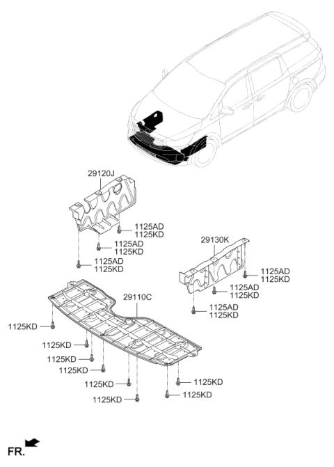2018 Kia Sedona Panel Assembly-Under Cover Diagram for 29110A9000