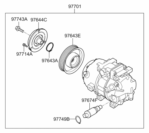 2021 Kia Sedona Pulley Assembly-Air Conditioner Compressor Diagram for 97643A9000