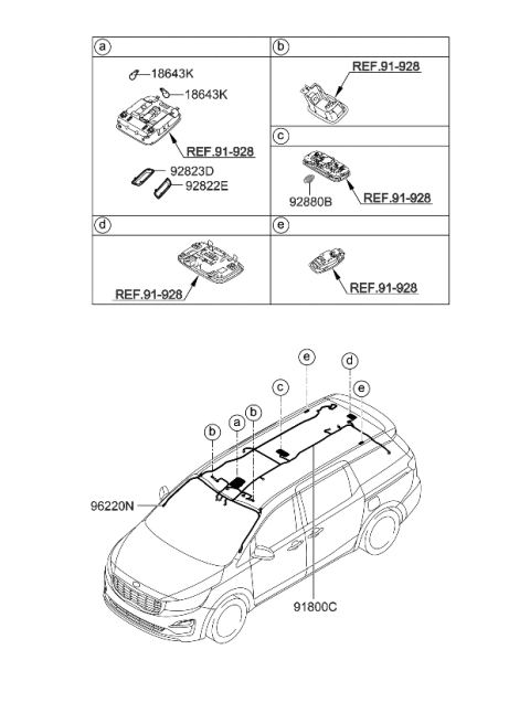 2021 Kia Sedona WIRING ASSY-ROOF Diagram for 91806A9490