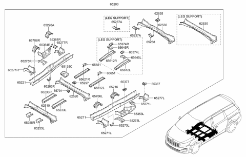 2021 Kia Sedona Bracket Assembly-2ND Seat Front Diagram for 65381A9200