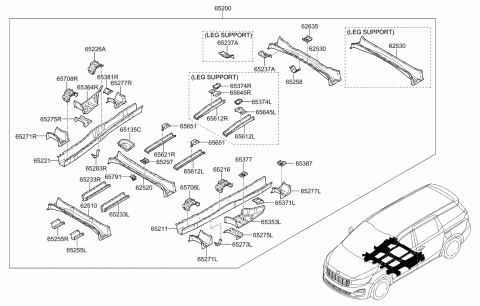 2021 Kia Sedona Bracket Assembly-2ND Seat Front Diagram for 65371A9000