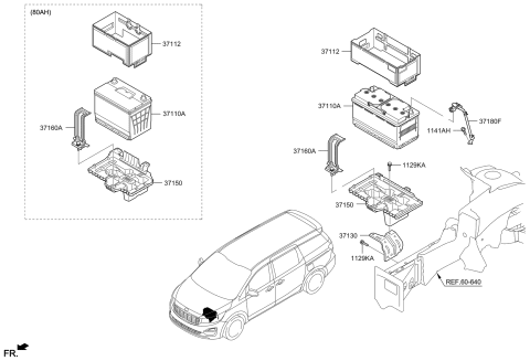 2019 Kia Sedona Battery Sensor Assembly Diagram for 37180A9500