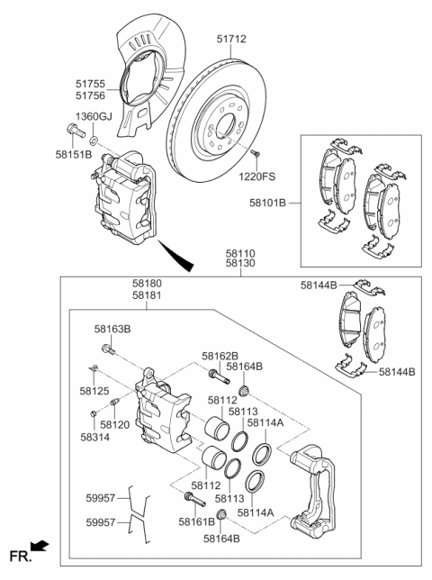 2020 Kia Sedona Brake-Front Wheel Diagram