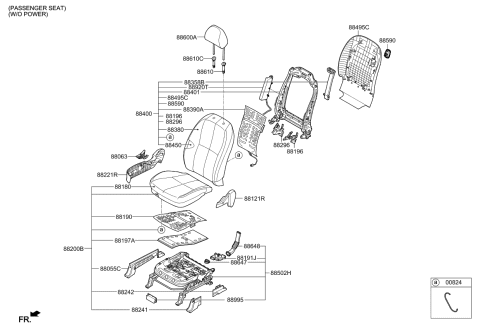 2019 Kia Sedona Knob-Front Seat Recliner Diagram for 88285A9000GBU