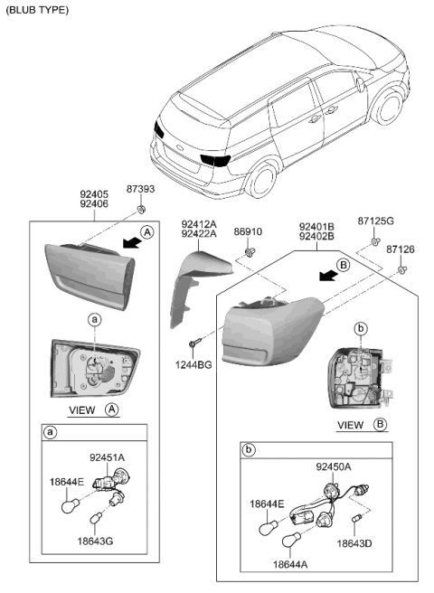 2019 Kia Sedona Rear Holder & Wiring Diagram for 92490A9600