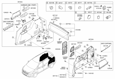 2021 Kia Sedona Trim Assembly-Rear Transverse Diagram for 85770A9500GBU