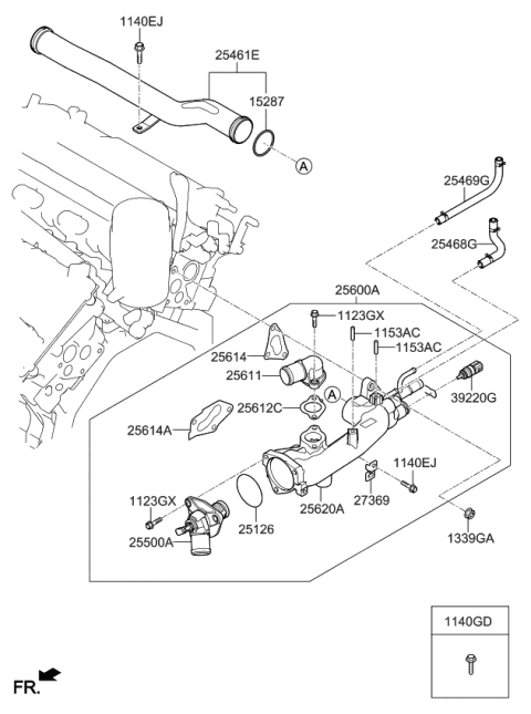 2020 Kia Sedona Housing Assembly-Thermostat Diagram for 256203L300