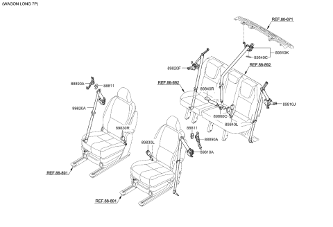 2019 Kia Sedona Rear Seat Belt Diagram 1