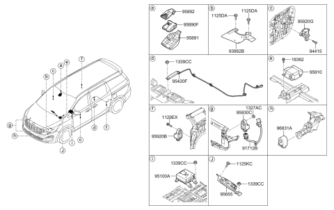 2021 Kia Sedona Bracket-Burglar Alarm Diagram for 93882A9500