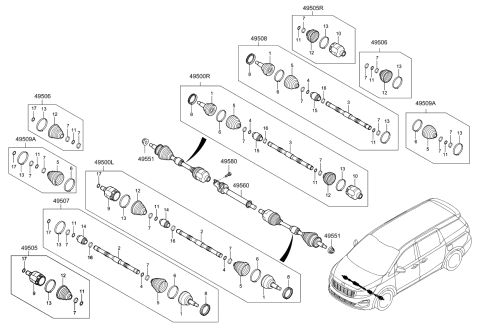 2021 Kia Sedona Bearing Bracket & Sh Diagram for 49560A9650