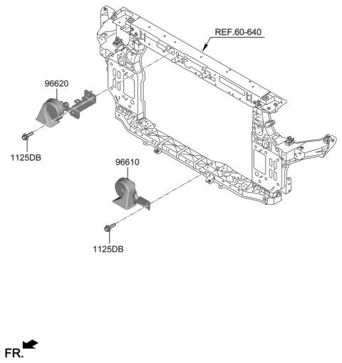 2019 Kia Sedona Horn Assembly-Low Pitch Diagram for 96611A9500