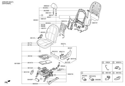 2019 Kia Sedona Back Assembly-Fr Seat,LH Diagram for 88300A9AB0D7J