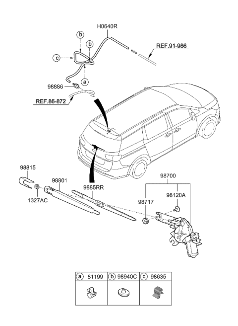 2021 Kia Sedona Rear Wiper & Washer Diagram