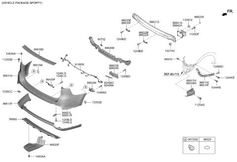 2021 Kia Sedona Bracket-Rear Bumper Side Diagram for 86613A9000