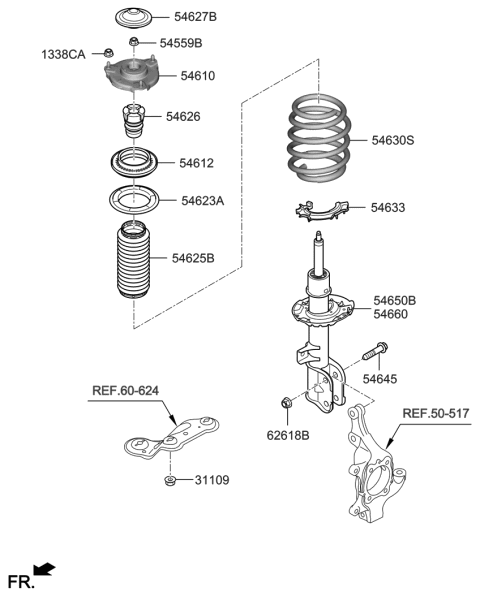 2021 Kia Sedona Front Strut Assembly Kit, Right Diagram for 54661A9910