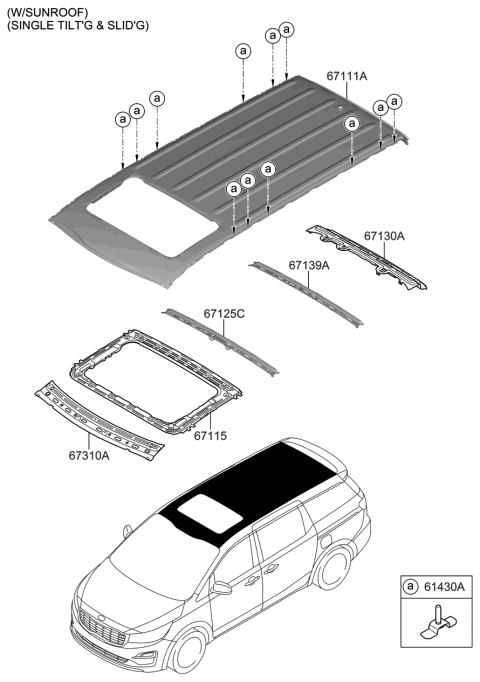 2019 Kia Sedona Ring Assembly-Sunroof Reinforcement Diagram for 67115A9100