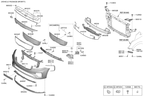 2019 Kia Sedona Piece-Radiator Grille Diagram for 86563A9UA0