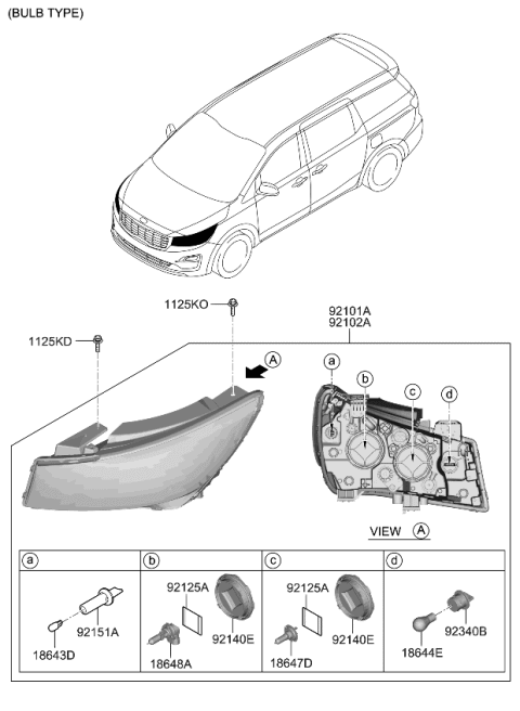 2019 Kia Sedona Head Lamp Diagram 1