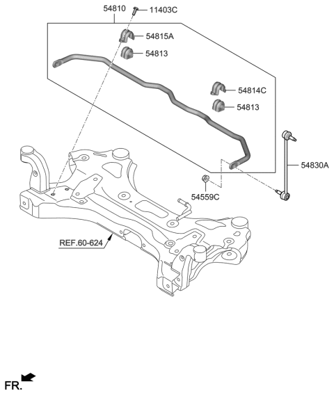 2019 Kia Sedona Bar Assembly-Front Stabilizer Diagram for 54810A9500
