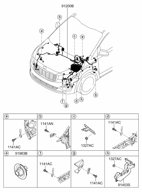 2019 Kia Sedona Pac K Diagram for 91271A9550