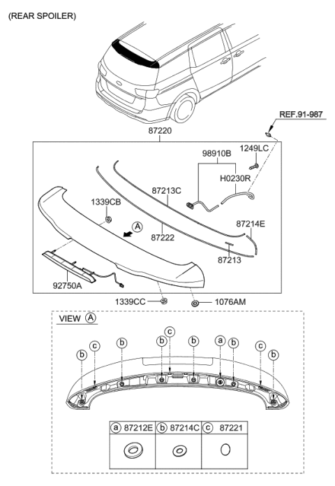 2020 Kia Sedona Roof Garnish & Rear Spoiler Diagram 3