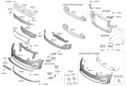 2019 Kia Sedona Cover-BLANKING FRT F Diagram for 86524A9NA0