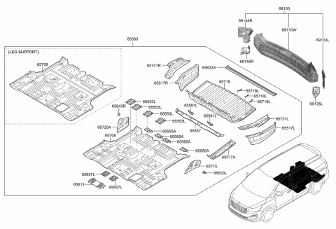 2020 Kia Sedona Panel Assembly-Rear FLOO Diagram for 65512A9001
