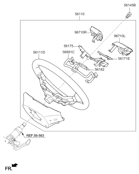2021 Kia Sedona Steering Wheel Assembly Diagram for 56100A9EA0WK