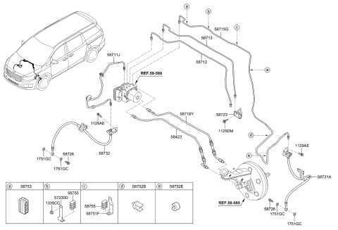 2019 Kia Sedona Tube-Master Cylinder To Hydraulic Unit Diagram for 58722A9400