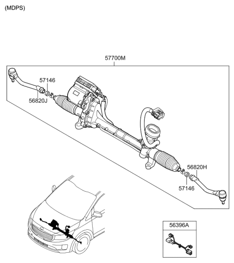 2020 Kia Sedona Power Steering Gear Box Diagram 2