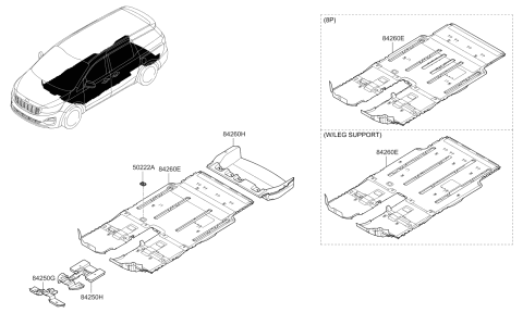 2020 Kia Sedona CARPET ASSY-FLOOR,FR Diagram for 84260A9AU1GAH