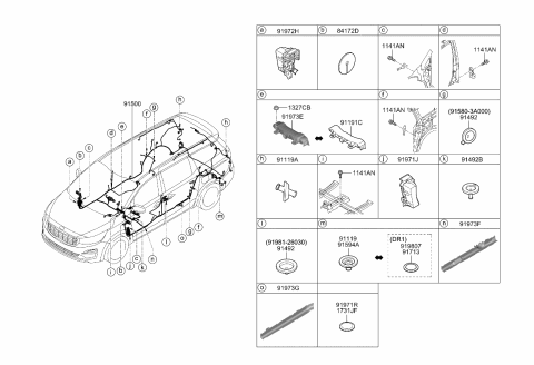 2019 Kia Sedona Grommet-Blanking Diagram for 91981A9090