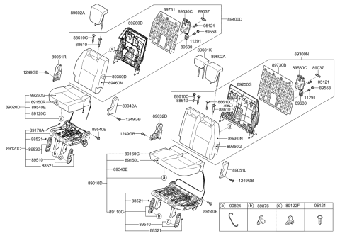 2019 Kia Sedona 3Rd Back Covering Assembly Diagram for 89460A9071DLK