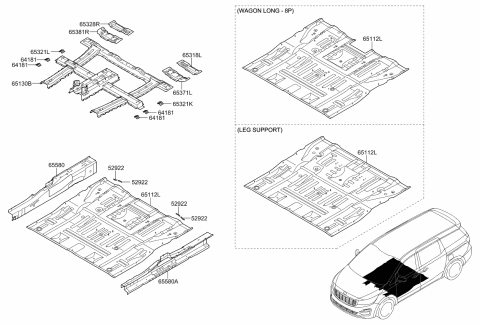 2019 Kia Sedona Reinforcement Assembly-C Diagram for 65130A9500