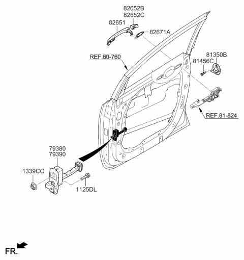 2019 Kia Sedona Door Outside Handle Assembly Diagram for 82651A9700UD