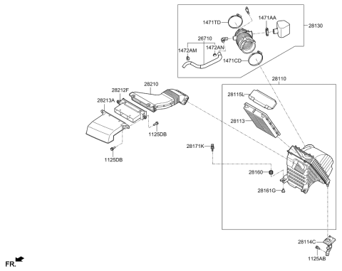 2019 Kia Sedona Air Cleaner Assembly Diagram for 28110A9150
