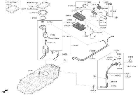 2021 Kia Sedona Canister Assembly Diagram for 31410A9500