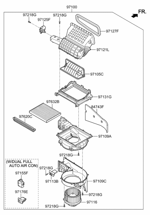 2020 Kia Sedona Case-Blower,Upper Diagram for 97114A9100