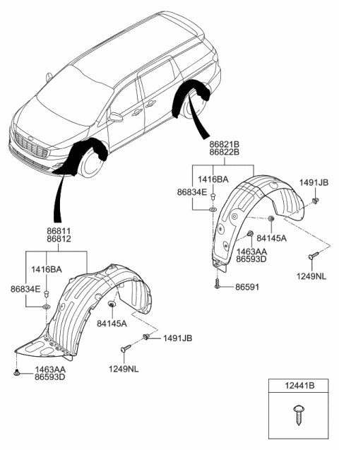 2020 Kia Sedona Guard Assembly-Front Wheel Diagram for 86811A9000