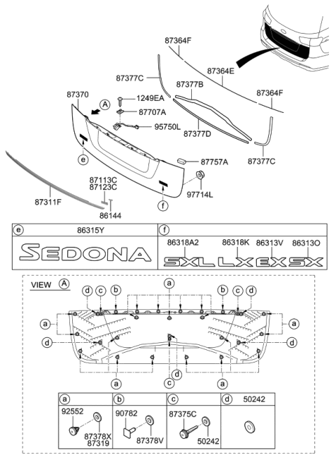 2019 Kia Sedona Bracket-LWR,LH Diagram for 87363A9AA0