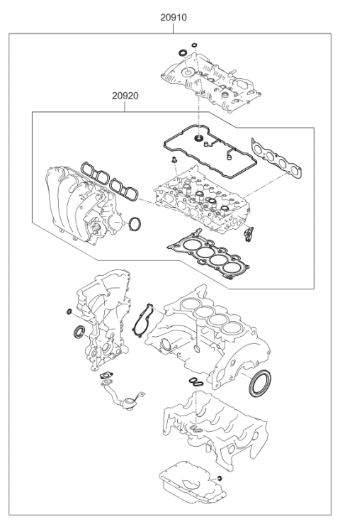 2016 Kia Soul Engine Gasket Kit Diagram 2