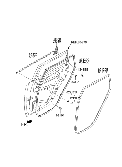 2016 Kia Soul Rear Door Moulding Diagram