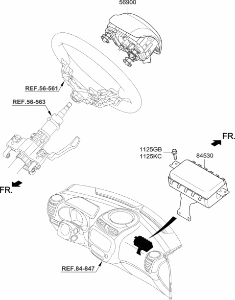 2016 Kia Soul Passenger Air Bag Assembly Diagram for 84530B2500