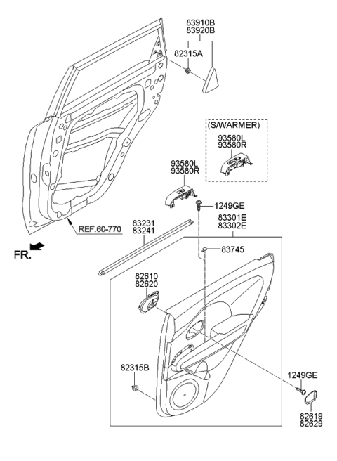 2015 Kia Soul Panel Assembly-Rear Door Trim Diagram for 83308B2070DT4