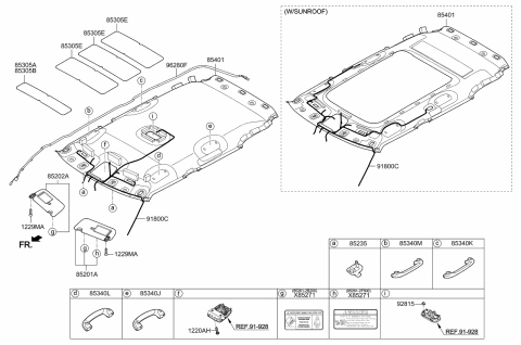 2016 Kia Soul Sunvisor & Head Lining Diagram